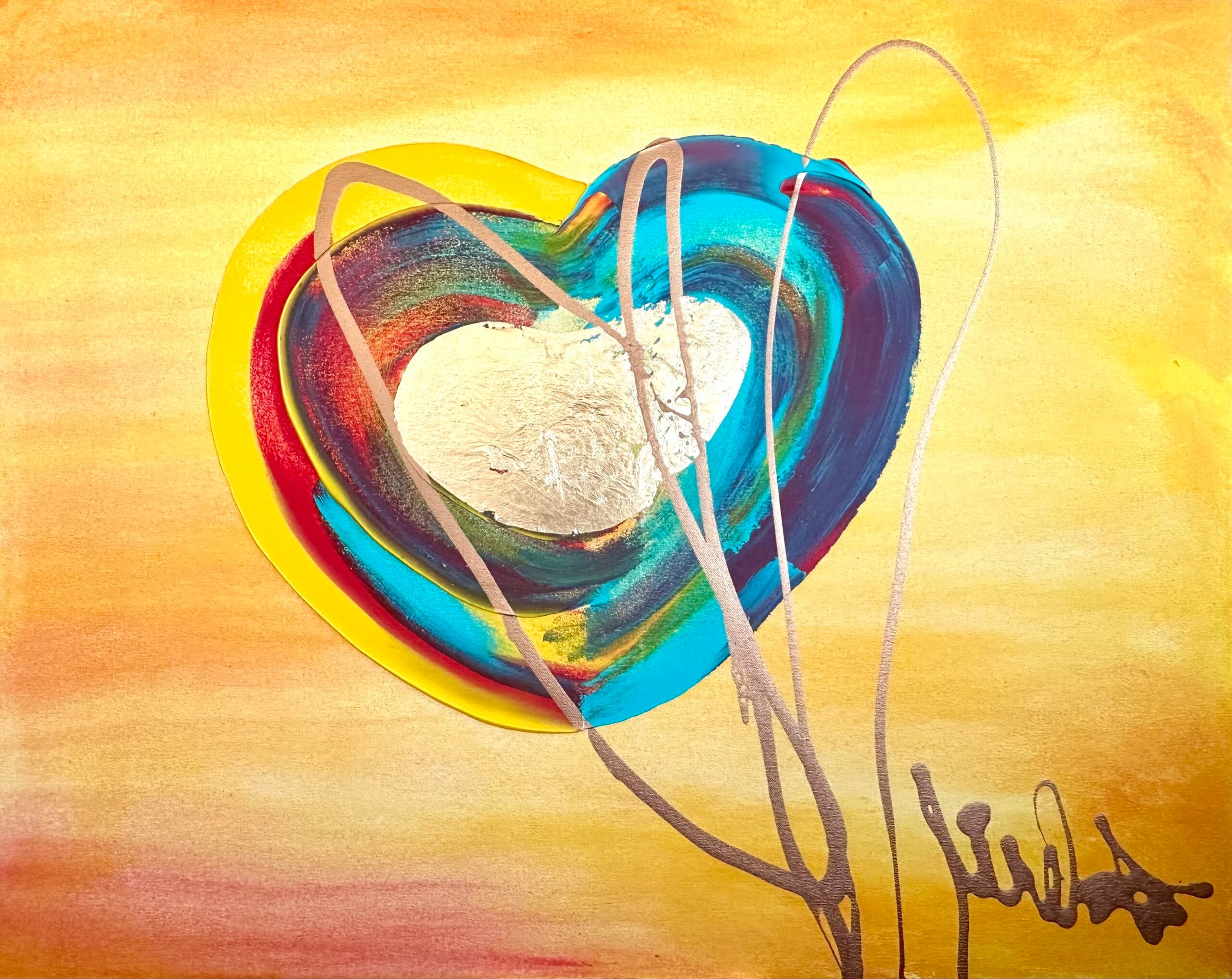 One Love — abstract heart painting by Miroslavo