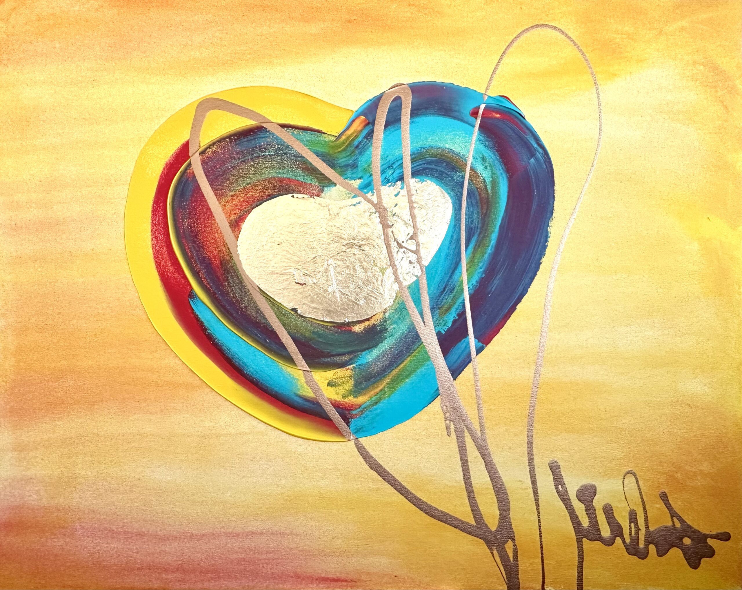 One Love — abstract heart painting by Miroslavo
